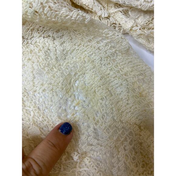 Free People Lace Top Women US Small Sheer Flowy Embroidered Indie Boho LS Aztec - Picture 6 of 9